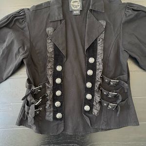 Black Buttoned Women's Jacket. Steam punk blazer.